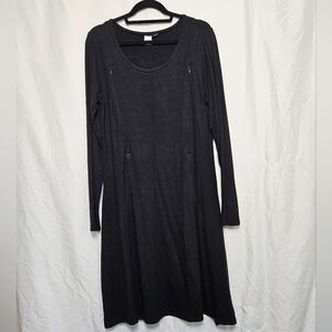 Prenatal Easy Chic Maternity Long Sleeve Black Nursing Dress Size Large